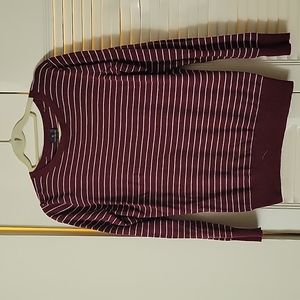 Worthington Maroon and White striped Large Sweater